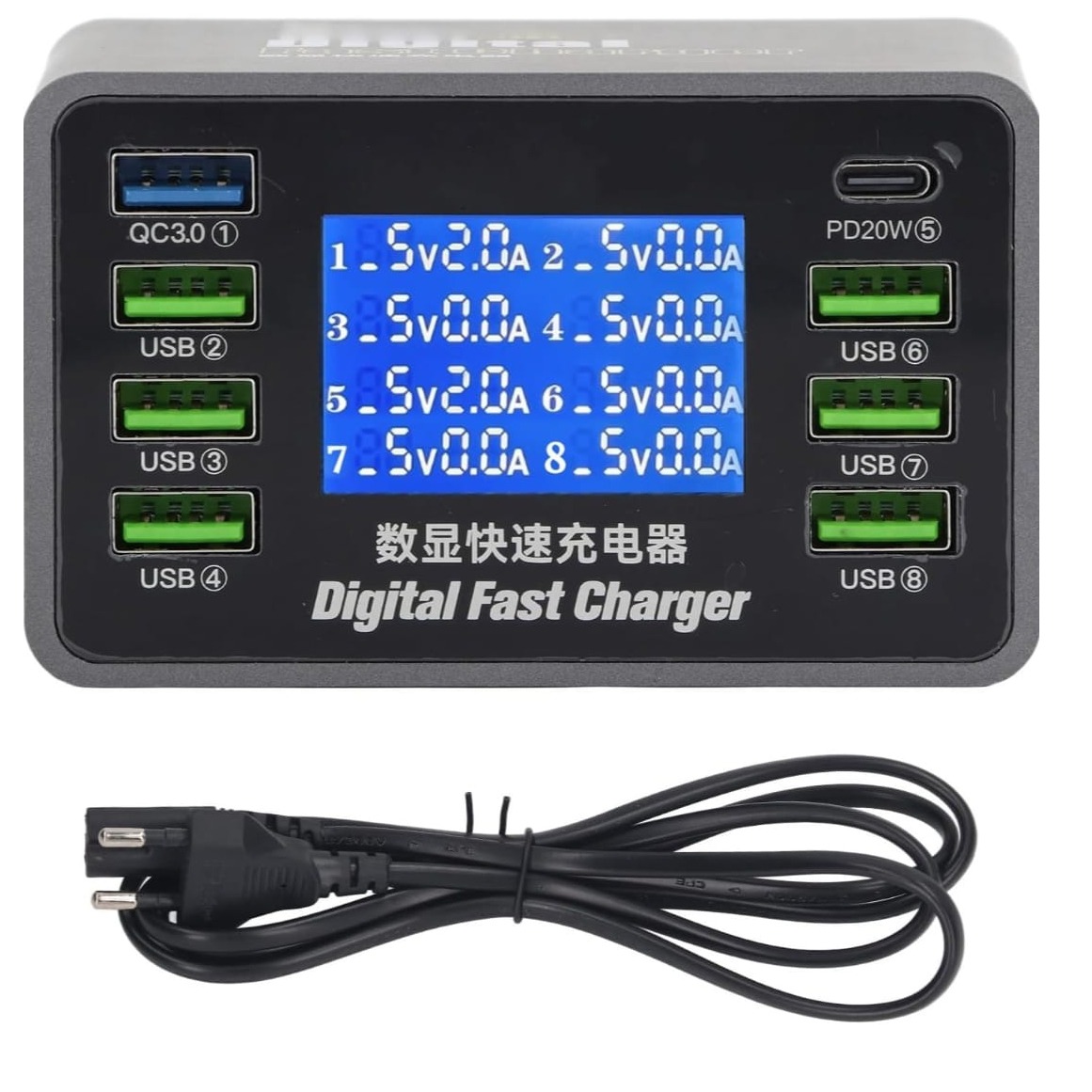 CARGADOR DIGITAL MULTIPUERTO ICHARGE 8C MECHANIC